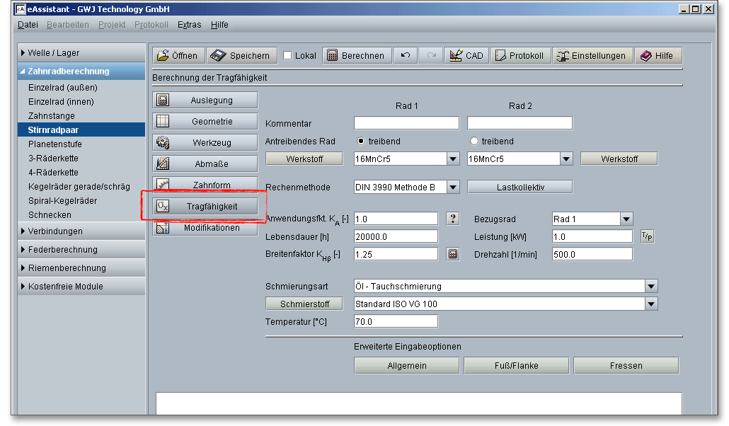 7 Zahnstange/Ritzel-Paarung nach DIN 3990, ISO 6336 und weiteren Normen