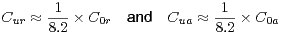 Cur ≈ -1-× C0r  and  Cua ≈ 1--× C0a
      8.2                   8.2
